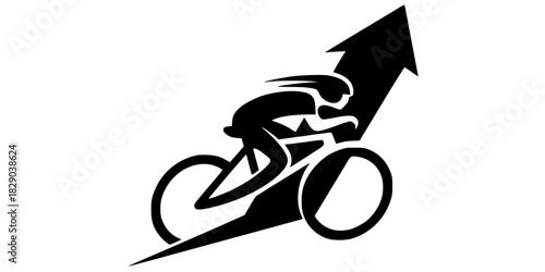 Cyclist Arrow Up Logo Vector Silhouette