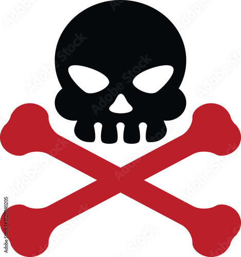 Skull and crossbones icon. Hazard warning symbol. Graphic design for danger and caution concepts.