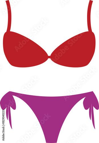  bikini illustration. Swimwear design in bold  Summer beachwear graphic for fashion concepts.