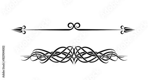 Elegant black decorative swirls and flourishes a vintage style divider design