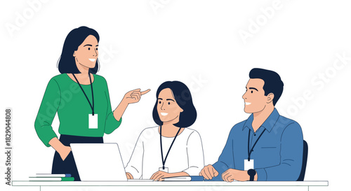 Collaborative meeting in office with team discussing strategy