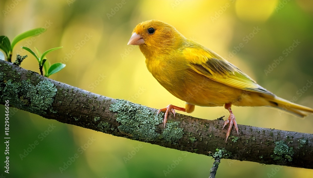 Fototapeta premium Beautiful Canary Bird On A Tree Branch