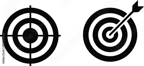 Two black target icons one with an arrow hitting the bullseye