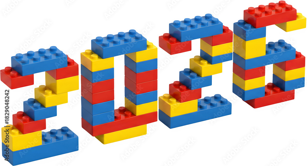 Fototapeta premium Colorful Building Blocks Forming “2026”