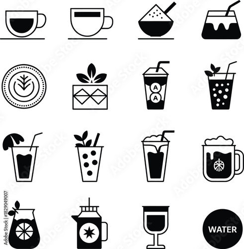 Hot and Cold Drinks Cafe Vector Icons
