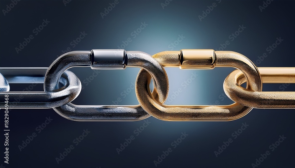 Obraz premium Interlocking Chain Link Symbol Representing Connection And Relationship Simple Graphics Vector