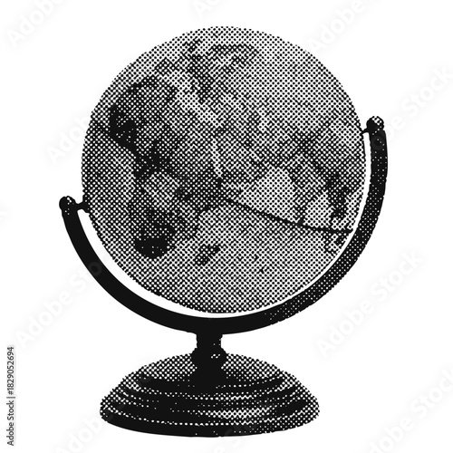 School globe halftone grunge vector design element