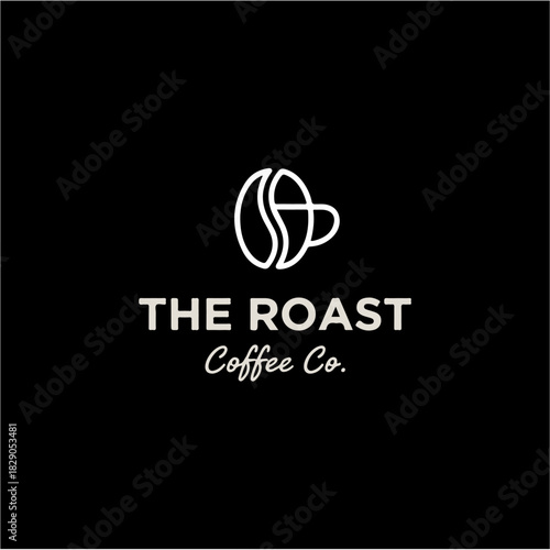 Minimalist Coffee Bean Logo for THE ROAST Coffee Co.