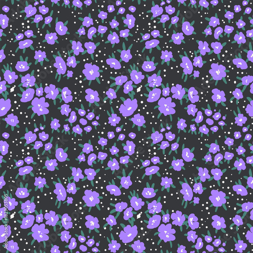 Seamless floral pattern based on traditional folklor art ornaments. Colorful flowers on color background. Scandinavian style. Sweden nordic style. Vector illustration. Simple minimalistic pattern.