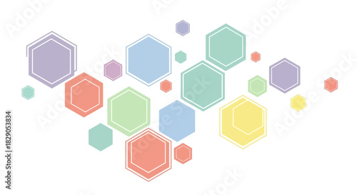 Pastel Geometric Pattern of Hexagons on a White Background Creating a Modern Aesthetic