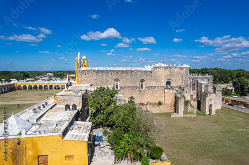 Aerial View of San Antonio de Padua Convent in Izamal, Yucatán, Mexico