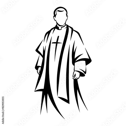 Christian Priest Character Religious Symbol Illustration