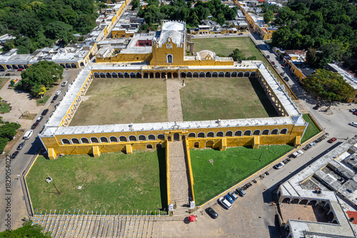 Aerial View of San Antonio de Padua Convent in Izamal, Yucatán, Mexico