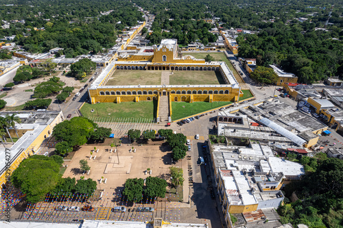 Aerial View of San Antonio de Padua Convent in Izamal, Yucatán, Mexico