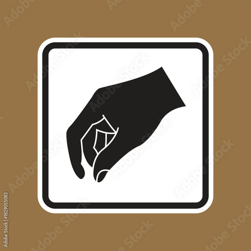 Elegant Hand Gesture Icon Sign for Attention and Directional Guidance