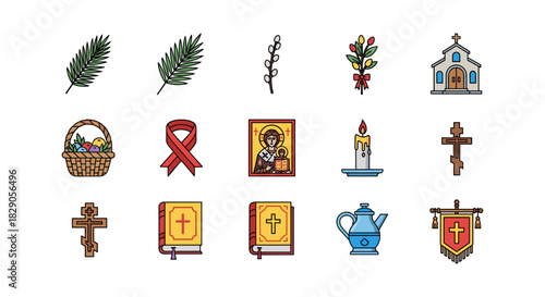 Orthodox christian symbols: icons and traditions in vibrant color design