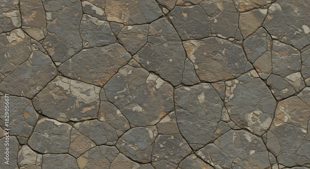 Obraz premium Detailed Stone Wall Texture with Varied Colors and Irregular Shapes.