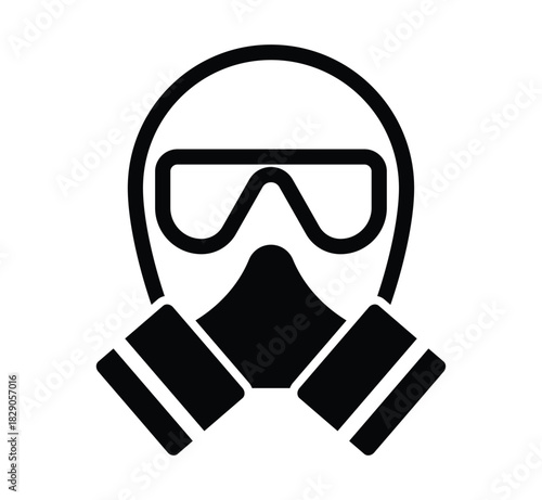 Black Silhouette of a Safety Mask with Goggles and Breathing Apparatus