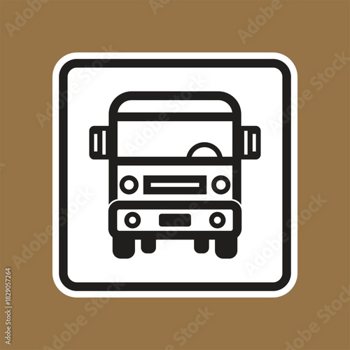 Minimalist Icon of a Delivery Truck on a Brown Background for Design Use