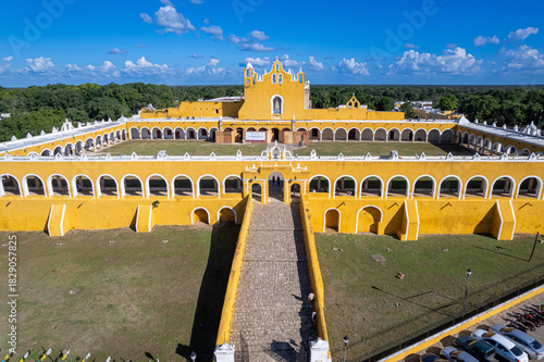 Aerial View of San Antonio de Padua Convent in Izamal, Yucatán, Mexico