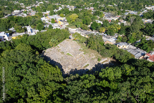 Aerial View of Itzamatul Pyramid in Izamal, Yucatán, Mexico
