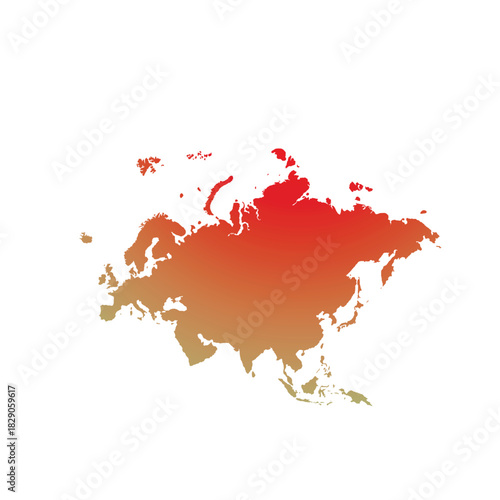 Map of Eurasia, sign silhouette. World Map Globe. Vector Illustration isolated on white background. Europe and Asia continent.