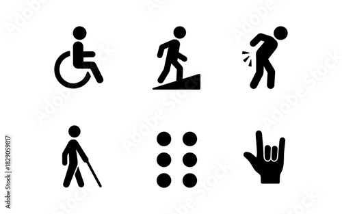 Accessibility icons set celebrating inclusivity with universal symbols