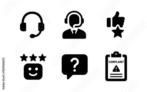 Customer service and feedback icons for support and communication