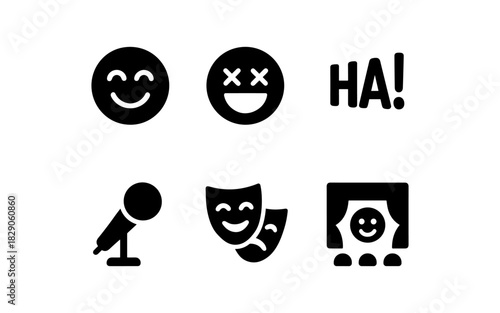 Smiley faces and comedy icons in bold minimalist design
