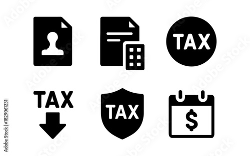 Modern tax icons set: essential symbols for finance and accounting