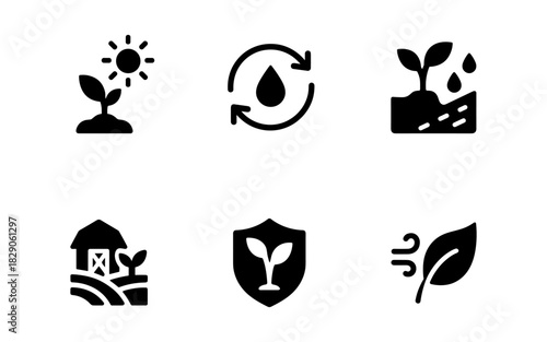 Eco-friendly farming symbols for sustainable agriculture solutions