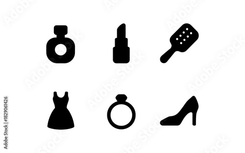 Elegant beauty and fashion silhouettes: makeup, accessories, and fashion essentials