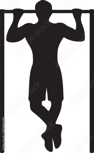 Silhouette of man performing pull-up exercise on a gym bar