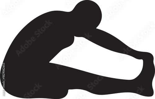 Seated forward bend stretch silhouette promoting health and wellness