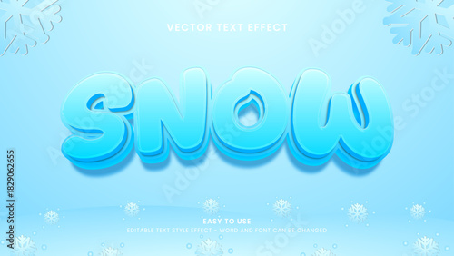 snow editable text effect 3d vector