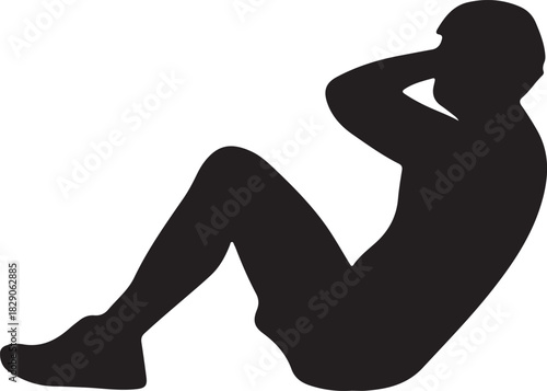 Person silhouette performing sit-up exercise for fitness training