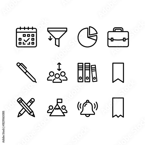 business and productivity line icons set