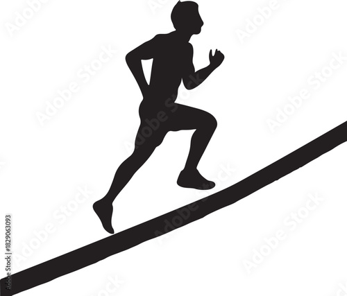 Running uphill silhouette, depicting ambition, progress, triumph.