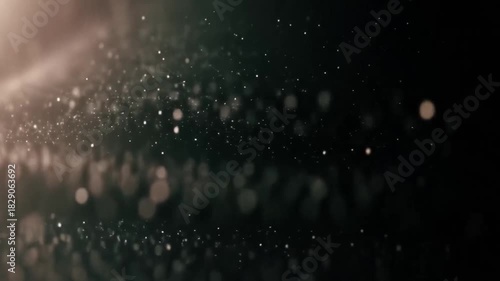 Abstract glittering dust particles flowing in a cinematic video