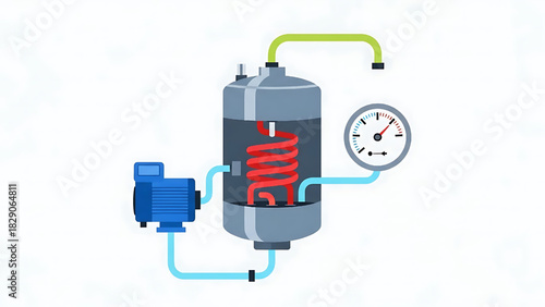 Industrial Boiler System Illustration for Heating and Pressure Control