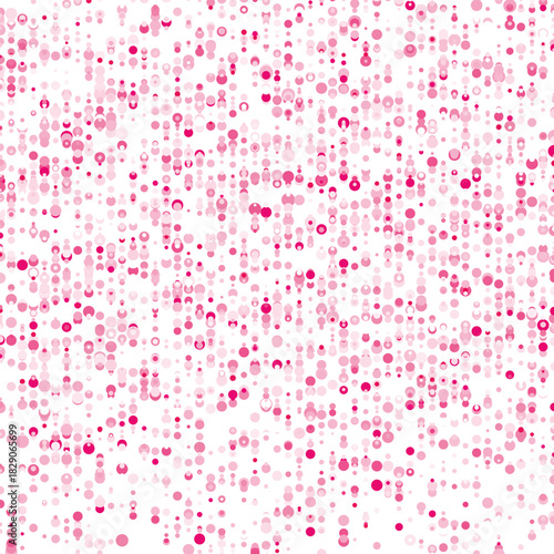 Abstract fashion polka dots background. White dotted pattern with rainbow gradient circles. Template design for invitation, poster, card, flyer, banner, textile, fabric.