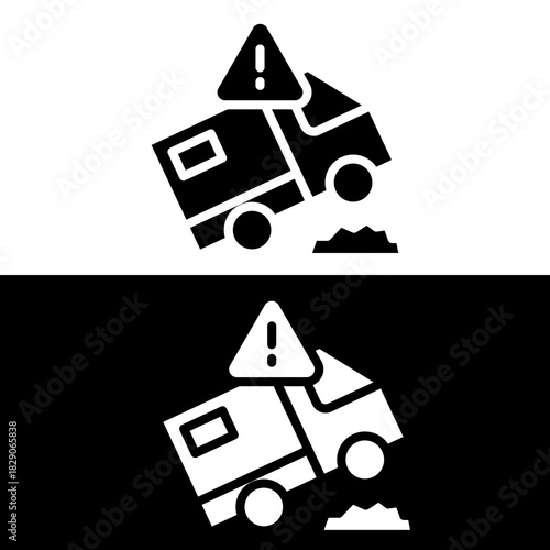 Truck Accident Warning Glyph Icon Delivery Failure Vector