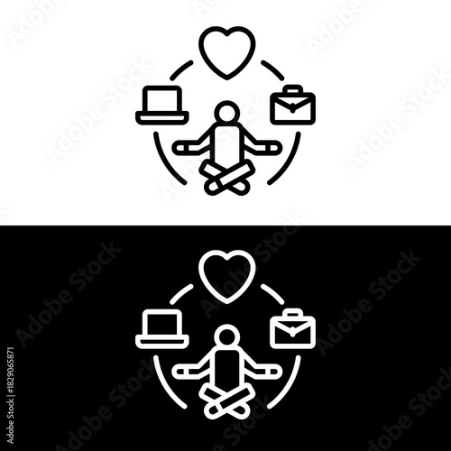 Work Life Balance Line Icon Meditation Job Health Vector