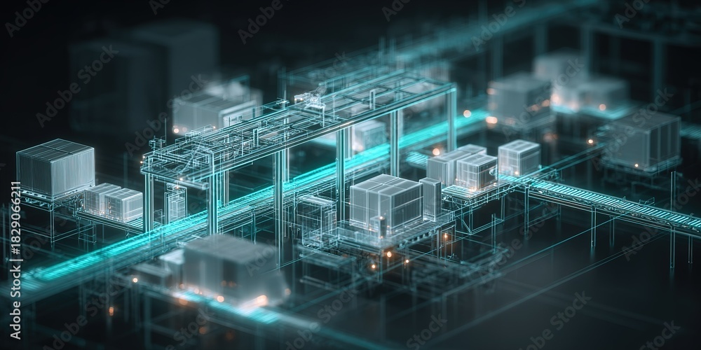 Naklejka premium Advanced warehouse automation system showcasing digitalized logistics and efficient material handling technologies