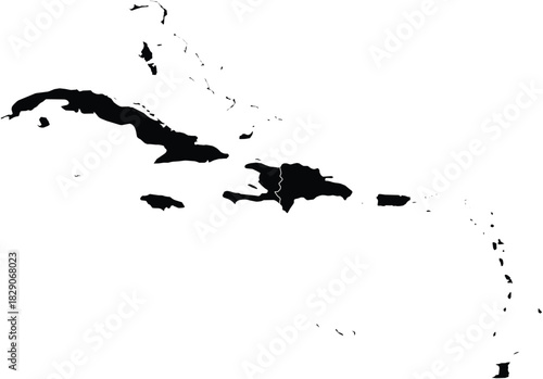Caribbean Countries Silhouette Vector