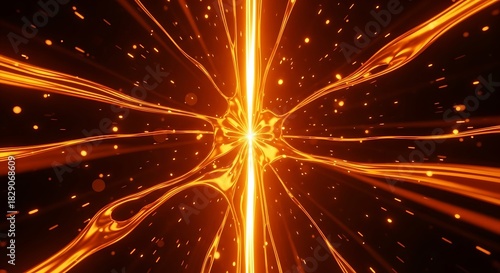 Wallpaper Mural Fiery Energetic Paths with Luminous Center and Particle Sparks Background Torontodigital.ca