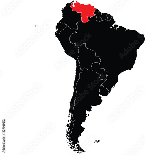 Venezuela Highlighted on the Map of South America