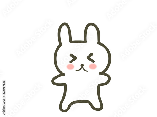 Cute Crinkled Smile Bunny Character Illustration | Kawaii Happy Rabbit