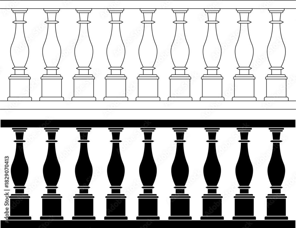 Obraz premium outline silhouette baluster shaft icon set