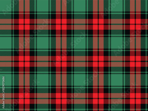 Christmas and new year tartan plaid seamless pattern, green red white festive holiday check seamless background